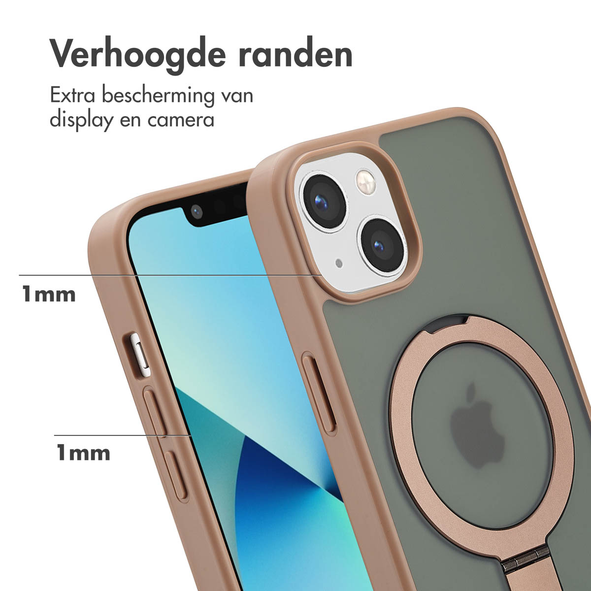 Accezz Ring Stand Backcover met MagSafe Apple iPhone 13 - Bruin - Afbeelding 6