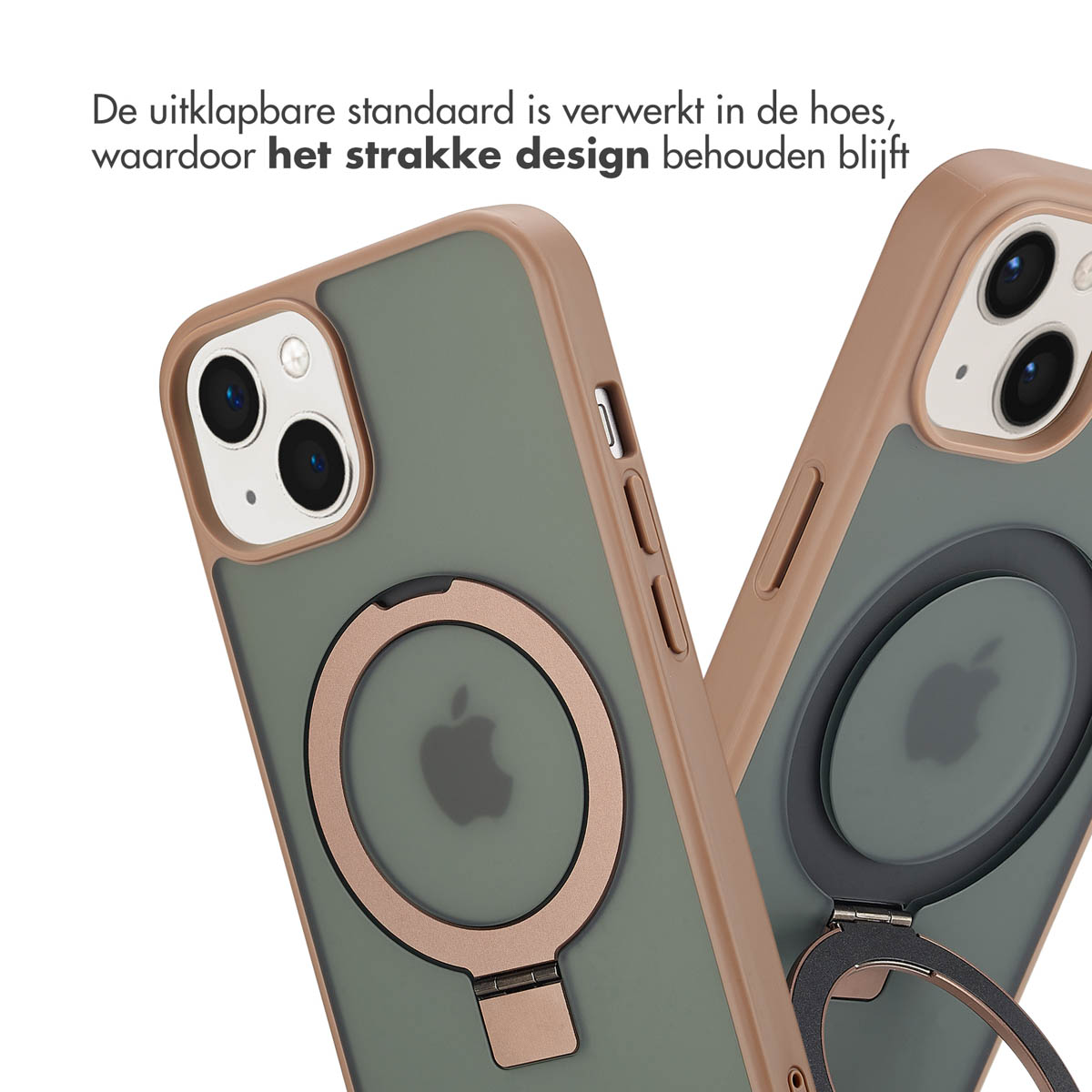 Accezz Ring Stand Backcover met MagSafe Apple iPhone 13 - Bruin - Afbeelding 5