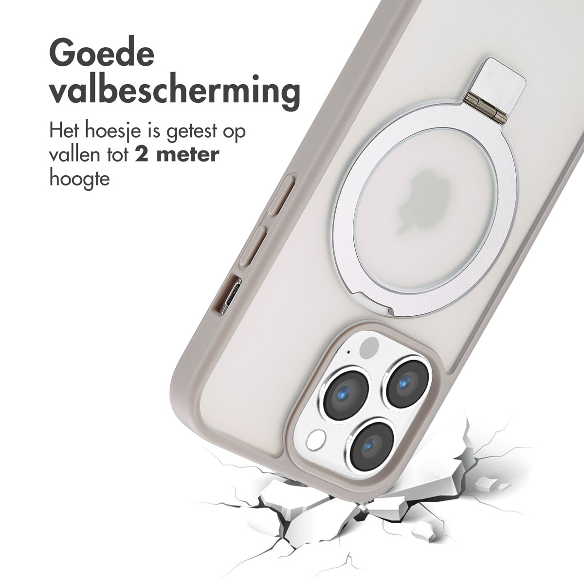 Accezz Ring Stand Backcover met MagSafe Apple iPhone 13 Pro - Grijs - Afbeelding 9