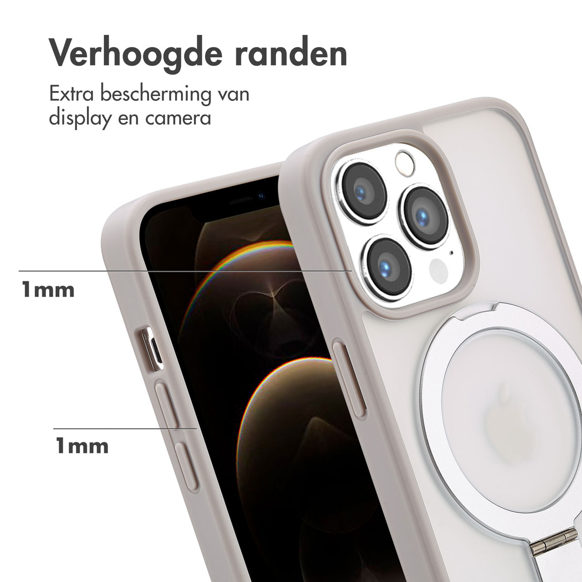 Accezz Ring Stand Backcover met MagSafe Apple iPhone 13 Pro - Grijs - Afbeelding 6