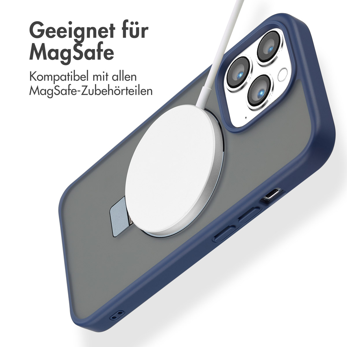 Accezz Ring Stand Backcover met MagSafe Apple iPhone 13 Pro - Blauw - Afbeelding 5