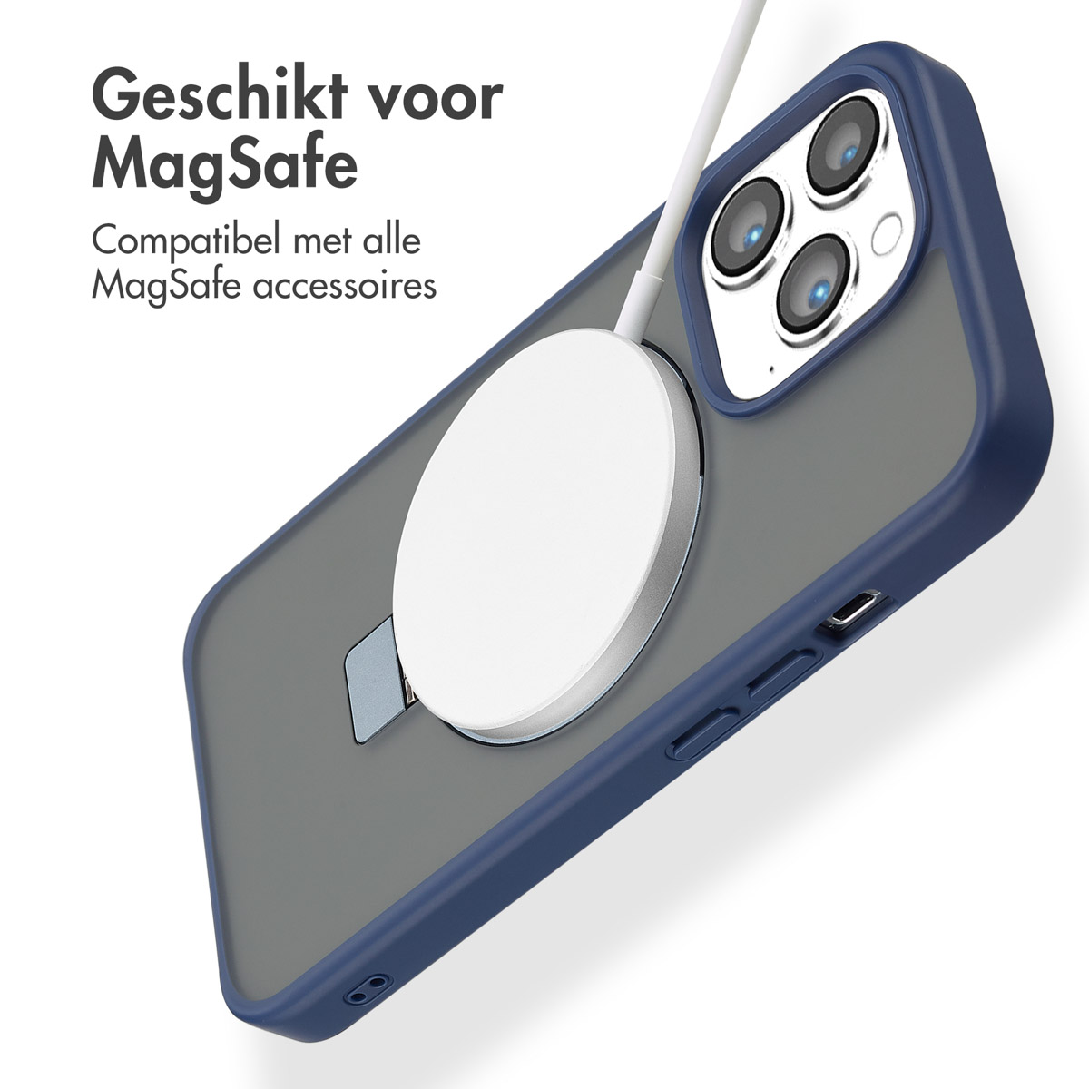 Accezz Ring Stand Backcover met MagSafe Apple iPhone 13 Pro - Blauw - Afbeelding 4