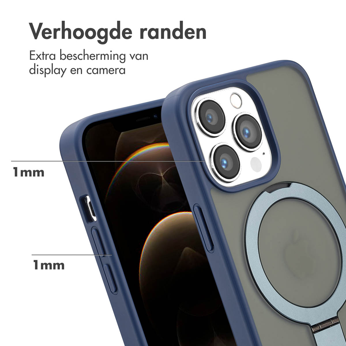 Accezz Ring Stand Backcover met MagSafe Apple iPhone 13 Pro - Blauw - Afbeelding 6