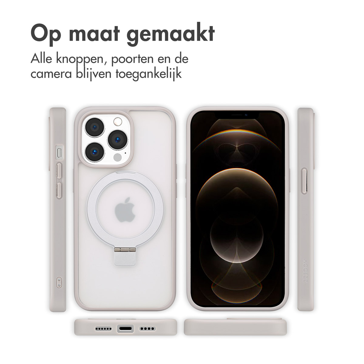 Accezz Ring Stand Backcover met MagSafe Apple iPhone 13 Pro Max - Grijs - Afbeelding 8