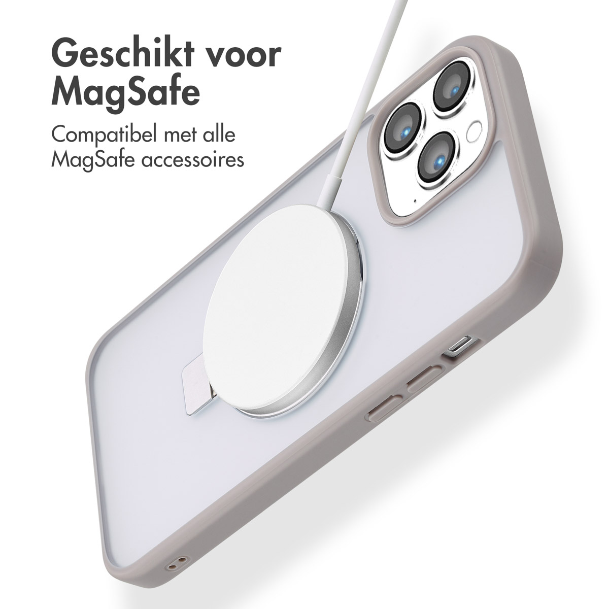 Accezz Ring Stand Backcover met MagSafe Apple iPhone 13 Pro Max - Grijs - Afbeelding 4