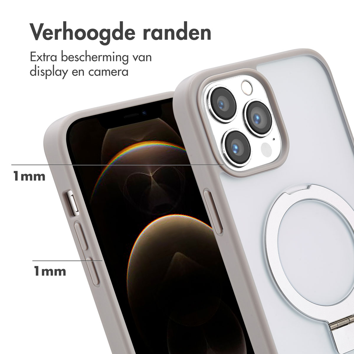 Accezz Ring Stand Backcover met MagSafe Apple iPhone 13 Pro Max - Grijs - Afbeelding 6