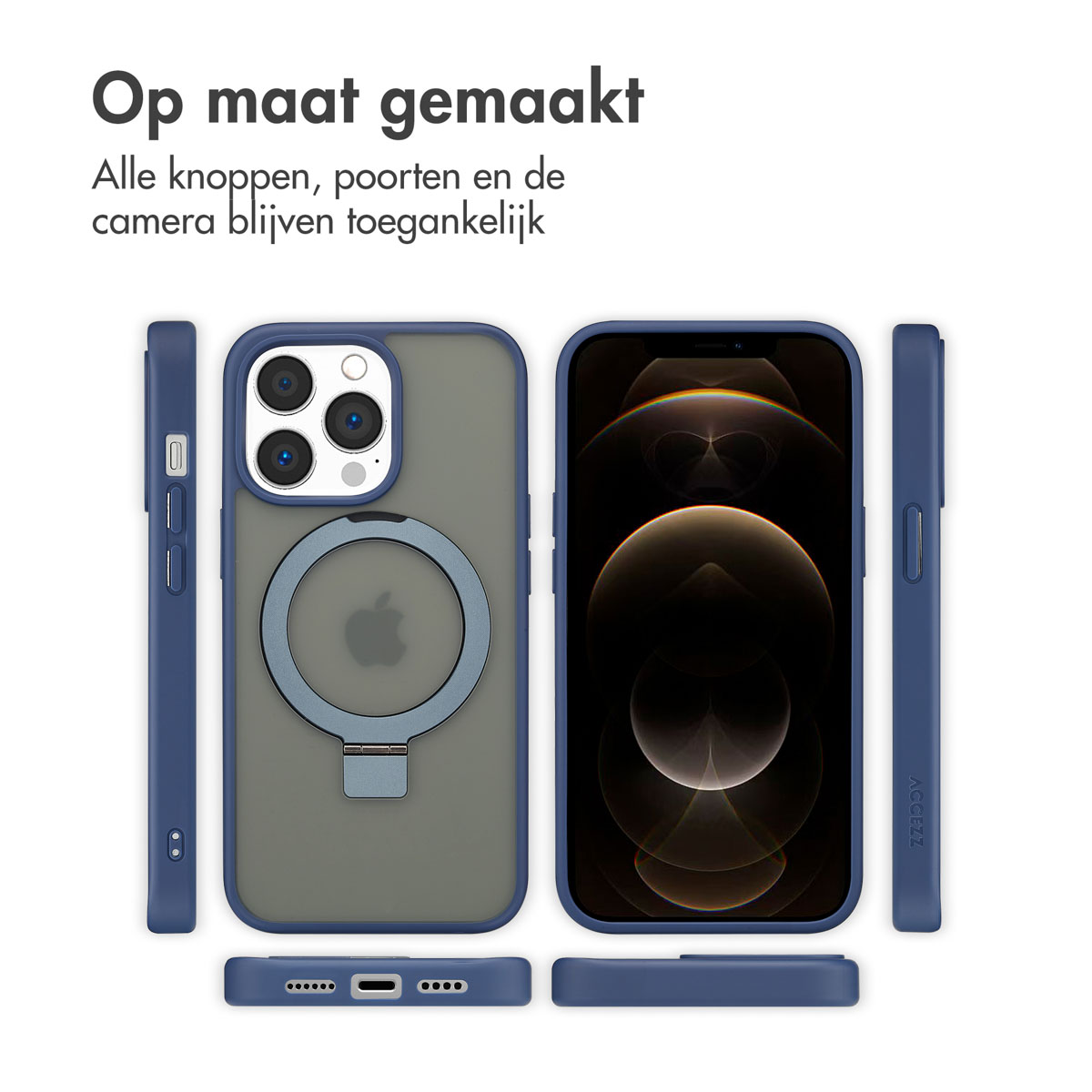 Accezz Ring Stand Backcover met MagSafe Apple iPhone 13 Pro Max - Blauw - Afbeelding 8