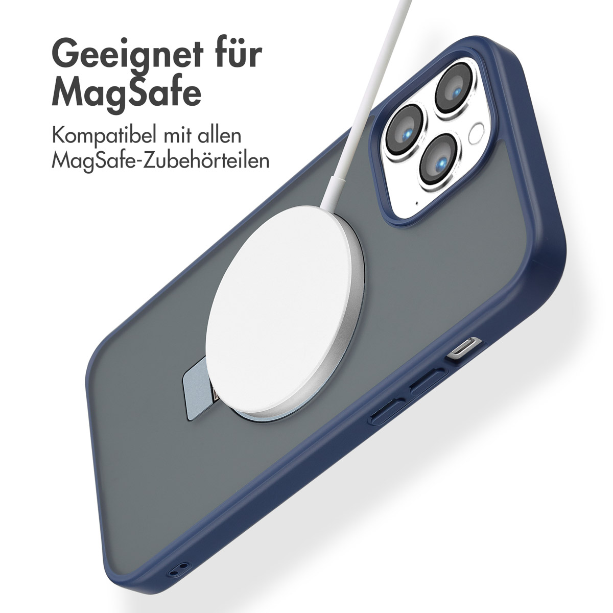 Accezz Ring Stand Backcover met MagSafe Apple iPhone 13 Pro Max - Blauw - Afbeelding 5