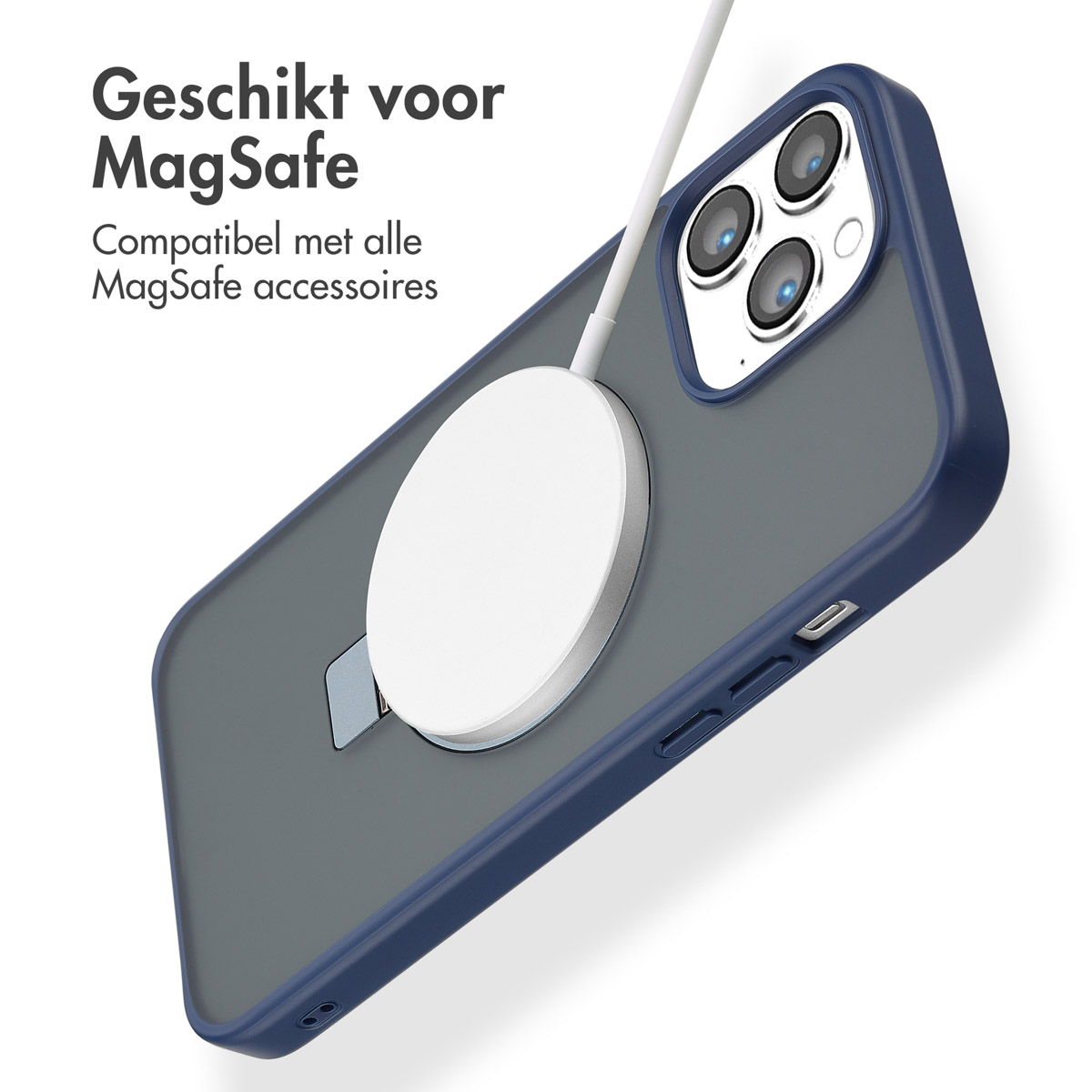 Accezz Ring Stand Backcover met MagSafe Apple iPhone 13 Pro Max - Blauw - Afbeelding 4