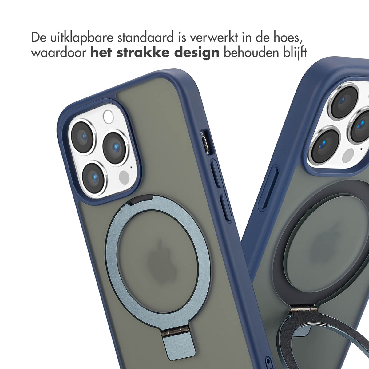 Accezz Ring Stand Backcover met MagSafe Apple iPhone 13 Pro Max - Blauw - Afbeelding 5