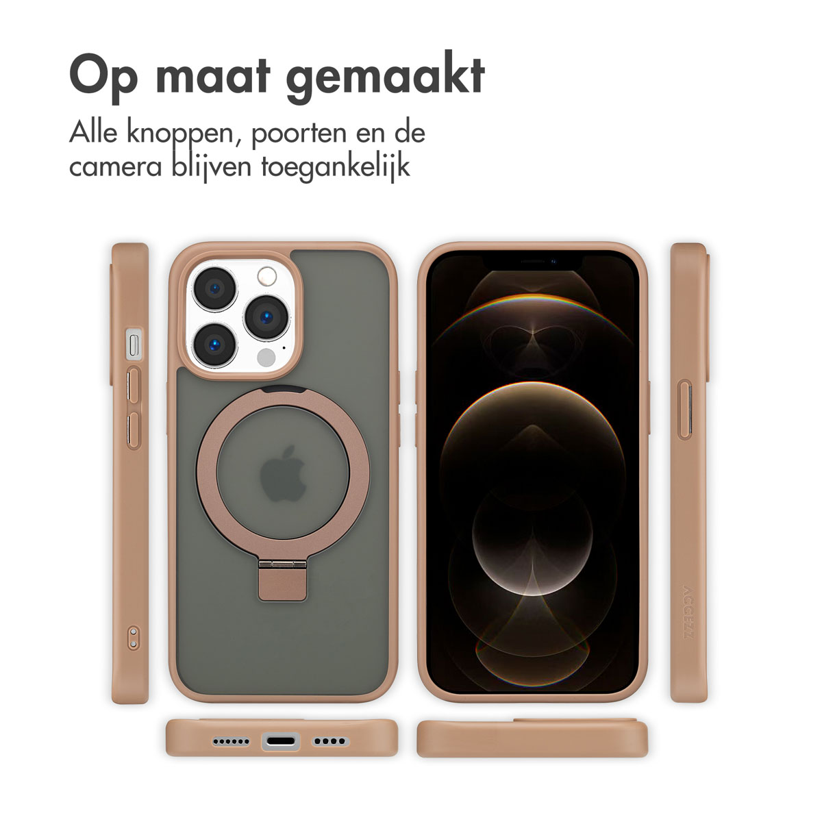 Accezz Ring Stand Backcover met MagSafe Apple iPhone 13 Pro Max - Bruin - Afbeelding 8