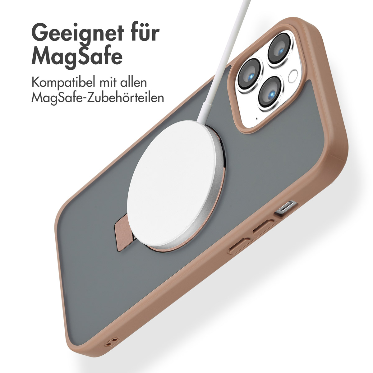 Accezz Ring Stand Backcover met MagSafe Apple iPhone 13 Pro Max - Bruin - Afbeelding 5