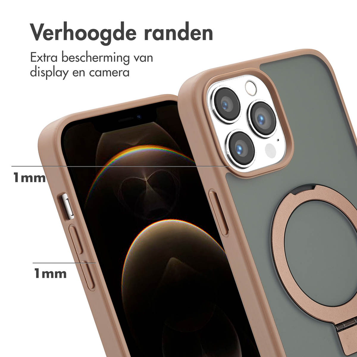 Accezz Ring Stand Backcover met MagSafe Apple iPhone 13 Pro Max - Bruin - Afbeelding 6