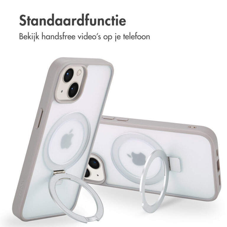 Accezz Ring Stand Backcover met MagSafe Apple iPhone 14 - Grey - Afbeelding 10
