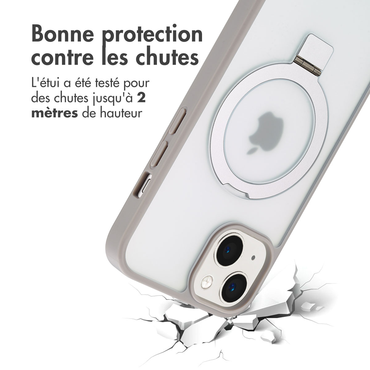 Accezz Ring Stand Backcover met MagSafe Apple iPhone 14 - Grijs - Afbeelding 10