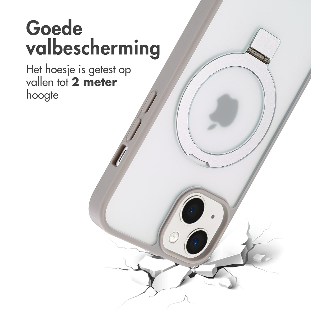 Accezz Ring Stand Backcover met MagSafe Apple iPhone 14 - Grijs - Afbeelding 9