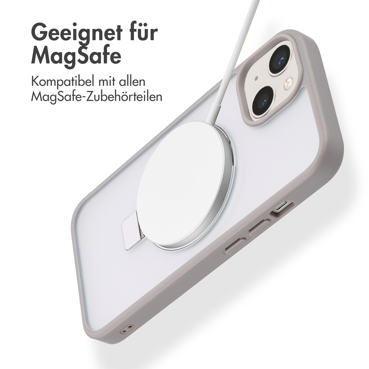 Accezz Ring Stand Backcover met MagSafe Apple iPhone 14 - Grijs - Afbeelding 5