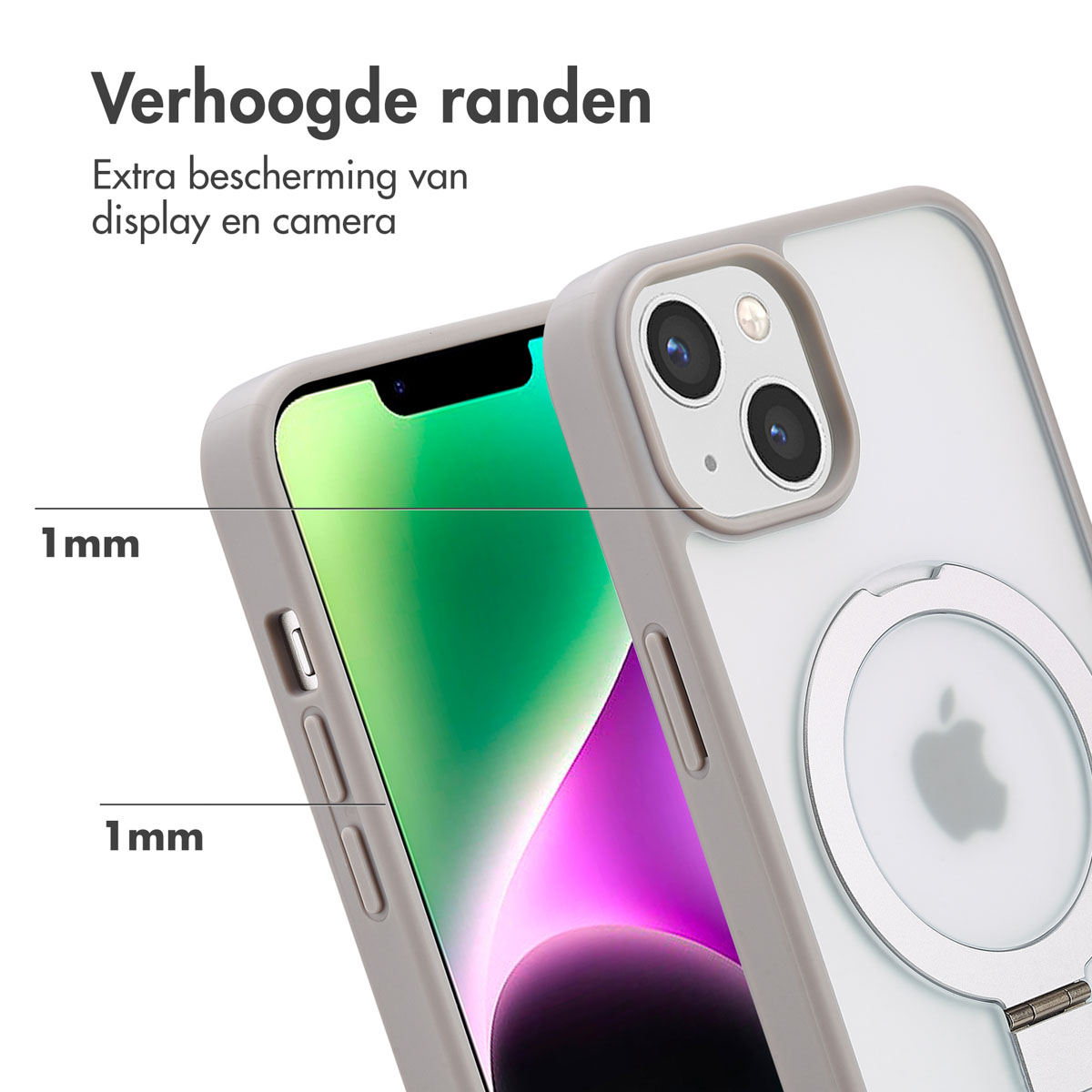 Accezz Ring Stand Backcover met MagSafe Apple iPhone 14 - Grijs - Afbeelding 6