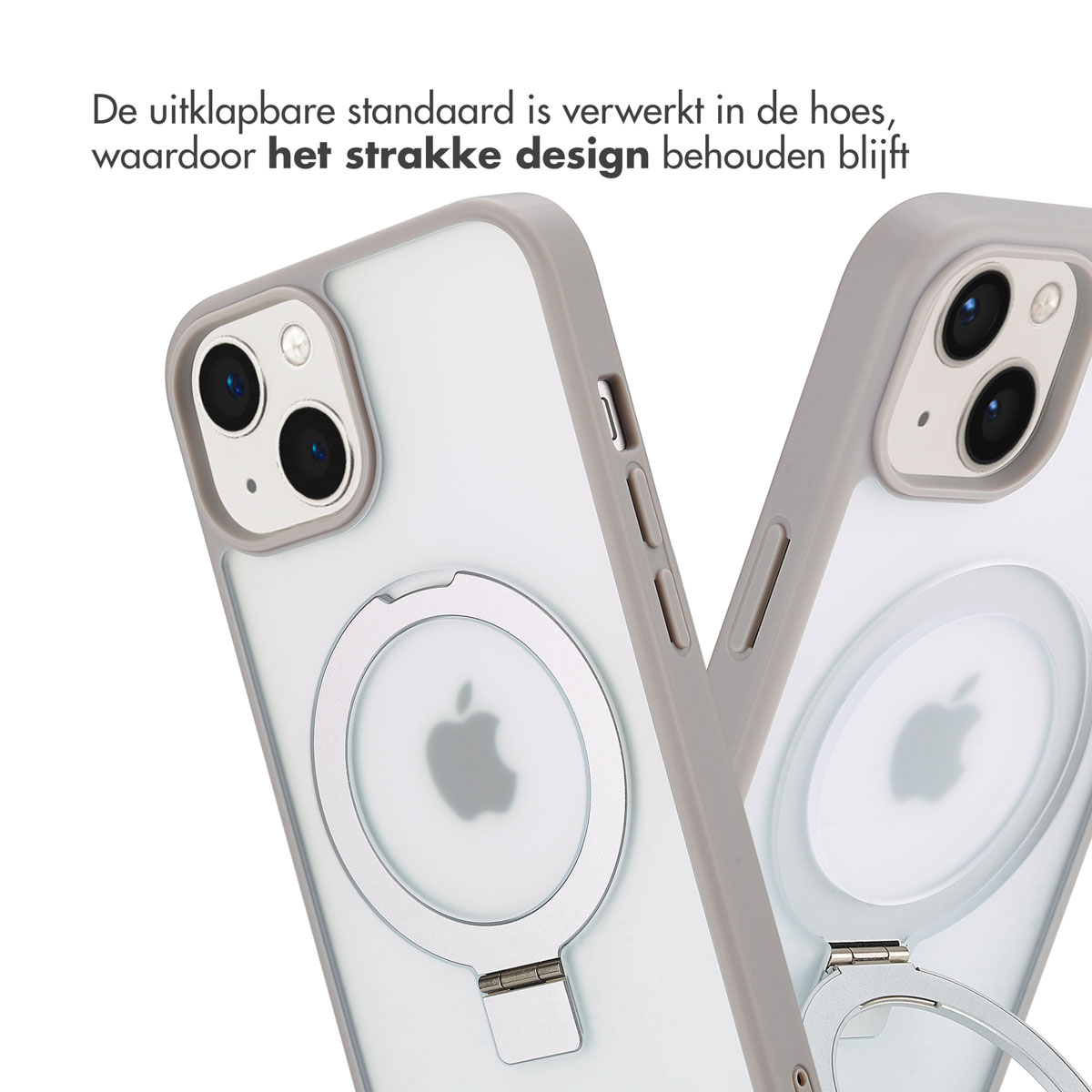 Accezz Ring Stand Backcover met MagSafe Apple iPhone 14 - Grijs - Afbeelding 5