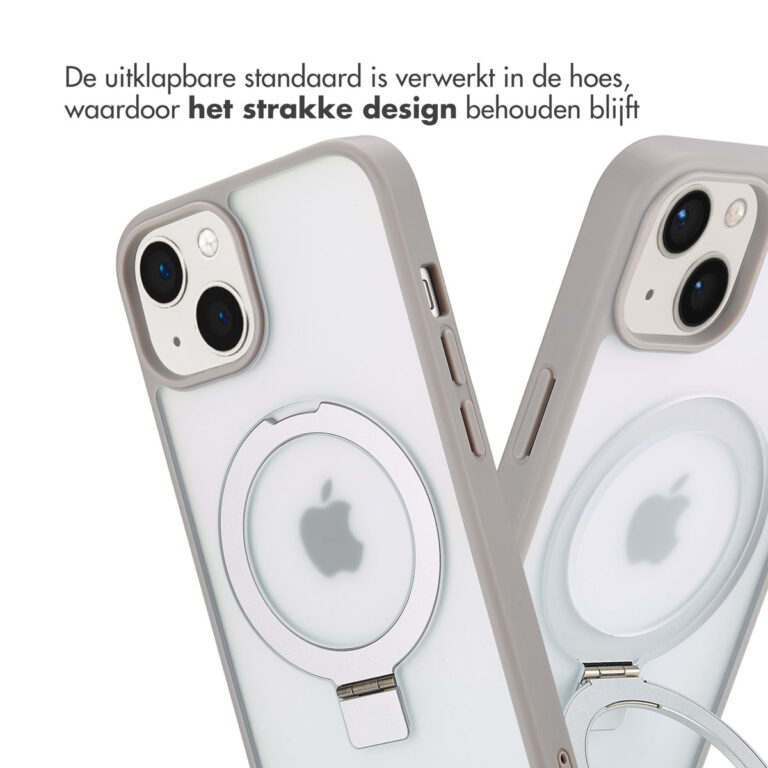 Accezz Ring Stand Backcover met MagSafe Apple iPhone 14 - Grey - Afbeelding 5