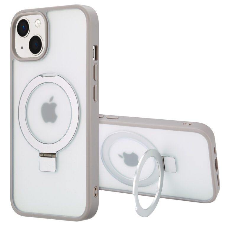 Accezz Ring Stand Backcover met MagSafe Apple iPhone 14 - Grey - Afbeelding 4