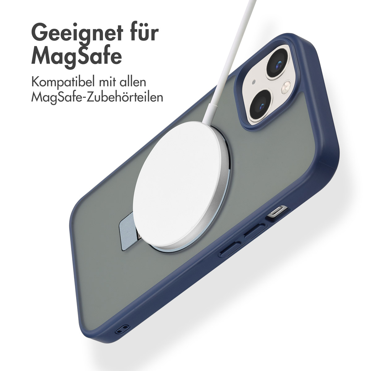 Accezz Ring Stand Backcover met MagSafe Apple iPhone 14 - Blauw - Afbeelding 5