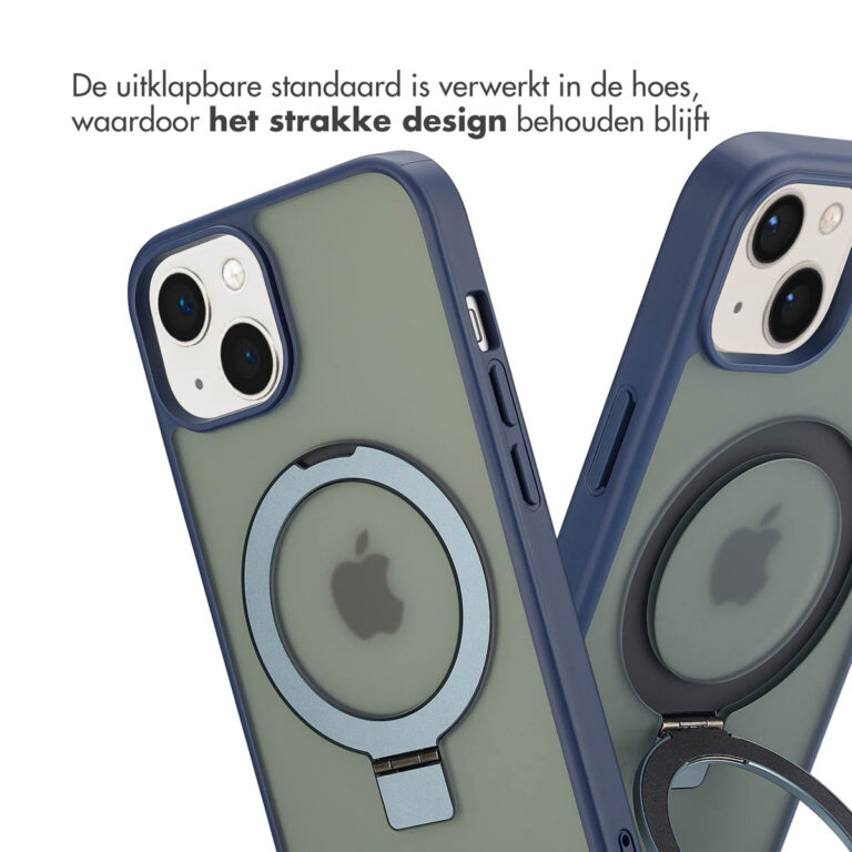 Accezz Ring Stand Backcover met MagSafe Apple iPhone 14 - Blue - Afbeelding 5