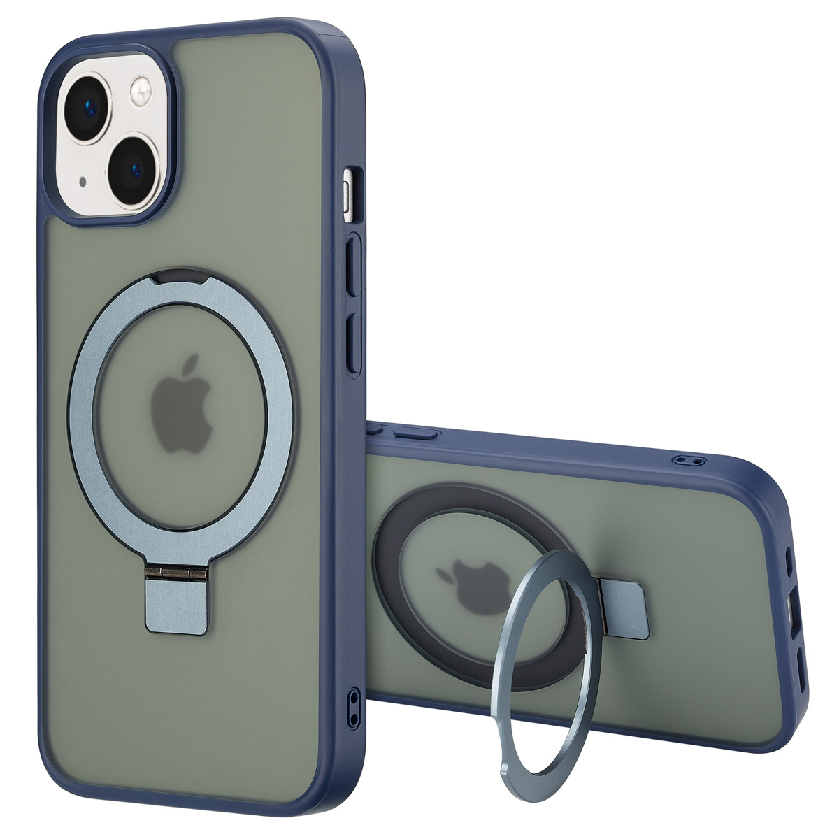 Accezz Ring Stand Backcover met MagSafe Apple iPhone 14 - Blauw - Afbeelding 2