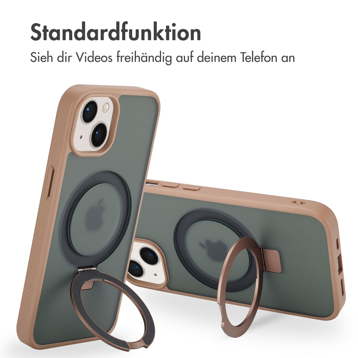 Accezz Ring Stand Backcover met MagSafe Apple iPhone 14 - Bruin - Afbeelding 9