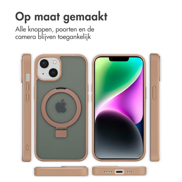 Accezz Ring Stand Backcover met MagSafe Apple iPhone 14 - Brown - Afbeelding 8