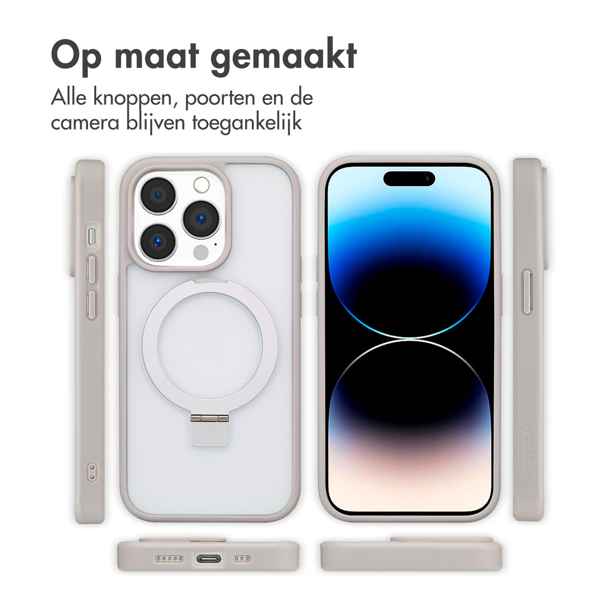 Accezz Ring Stand Backcover met MagSafe Apple iPhone 14 Pro - Grijs - Afbeelding 8