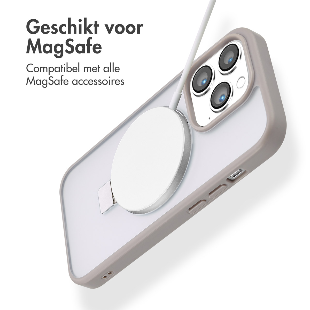 Accezz Ring Stand Backcover met MagSafe Apple iPhone 14 Pro - Grijs - Afbeelding 7