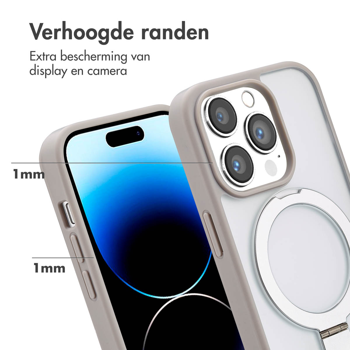 Accezz Ring Stand Backcover met MagSafe Apple iPhone 14 Pro - Grijs - Afbeelding 6