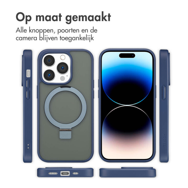 Accezz Ring Stand Backcover met MagSafe Apple iPhone 14 Pro - Blue - Afbeelding 8