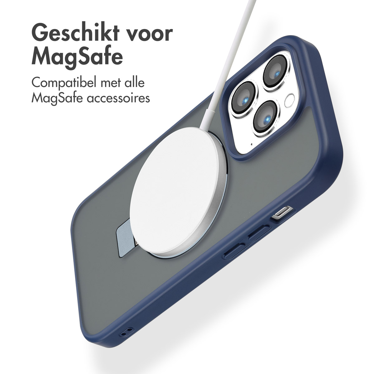 Accezz Ring Stand Backcover met MagSafe Apple iPhone 14 Pro - Blauw - Afbeelding 4