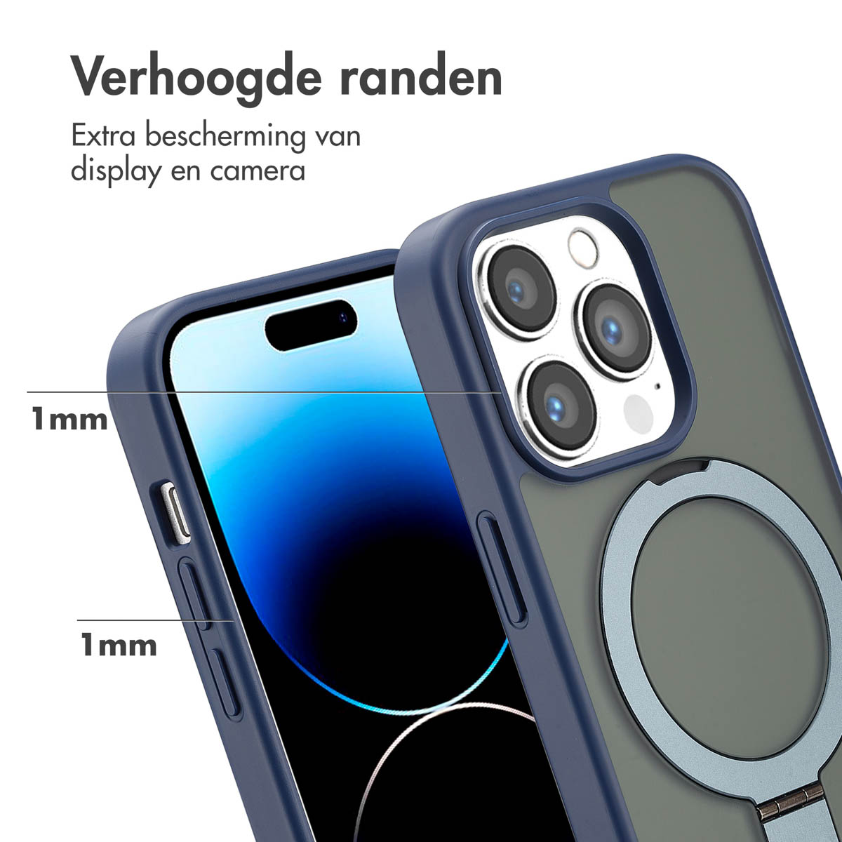 Accezz Ring Stand Backcover met MagSafe Apple iPhone 14 Pro - Blauw - Afbeelding 6