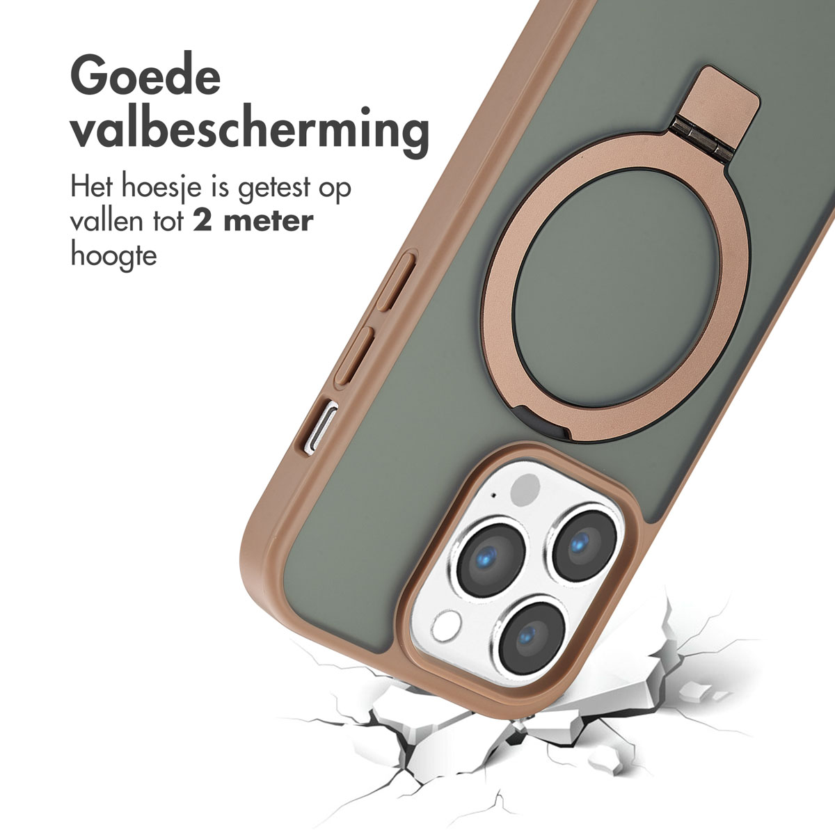 Accezz Ring Stand Backcover met MagSafe Apple iPhone 14 Pro - Bruin - Afbeelding 9