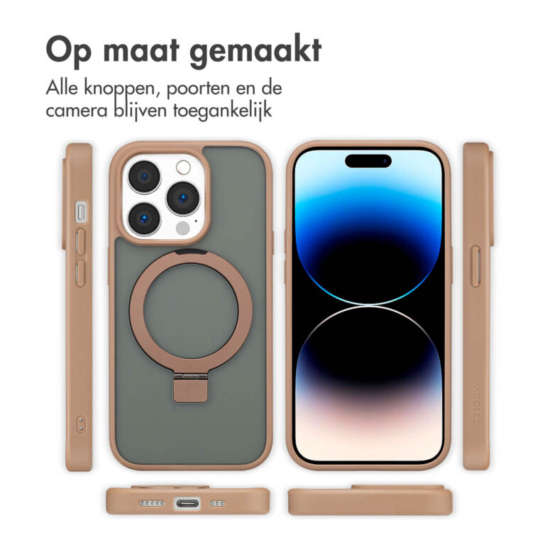 Accezz Ring Stand Backcover met MagSafe Apple iPhone 14 Pro - Brown - Afbeelding 8