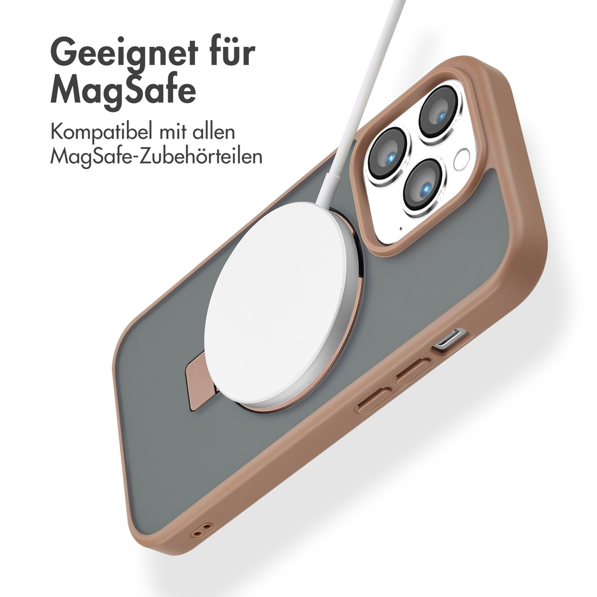 Accezz Ring Stand Backcover met MagSafe Apple iPhone 14 Pro - Bruin - Afbeelding 5