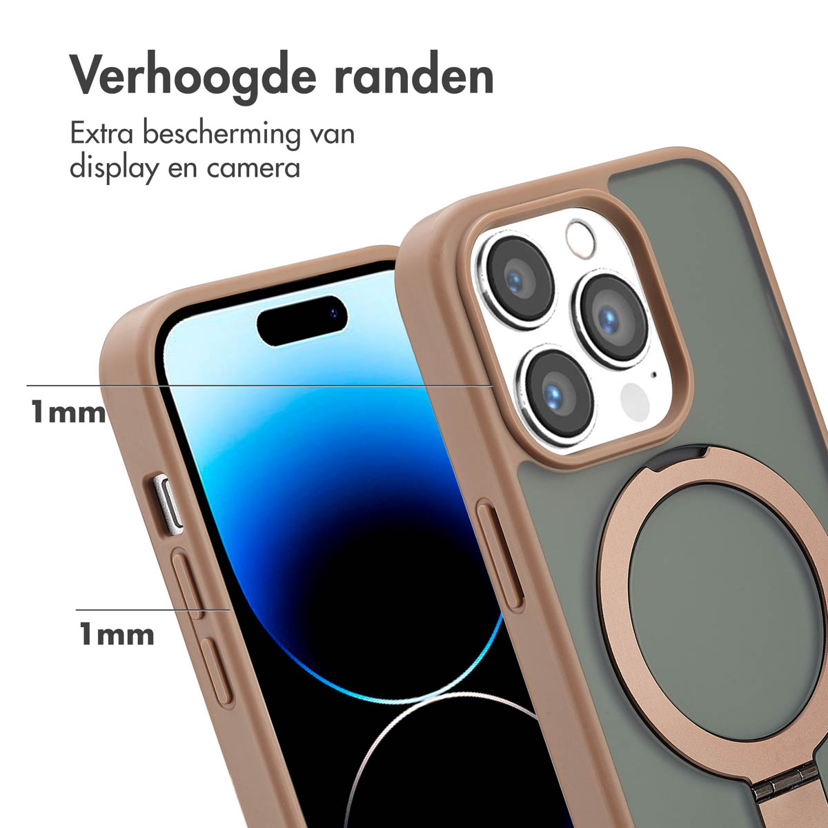 Accezz Ring Stand Backcover met MagSafe Apple iPhone 14 Pro - Bruin - Afbeelding 6