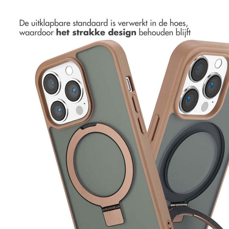 Accezz Ring Stand Backcover met MagSafe Apple iPhone 14 Pro - Brown - Afbeelding 5