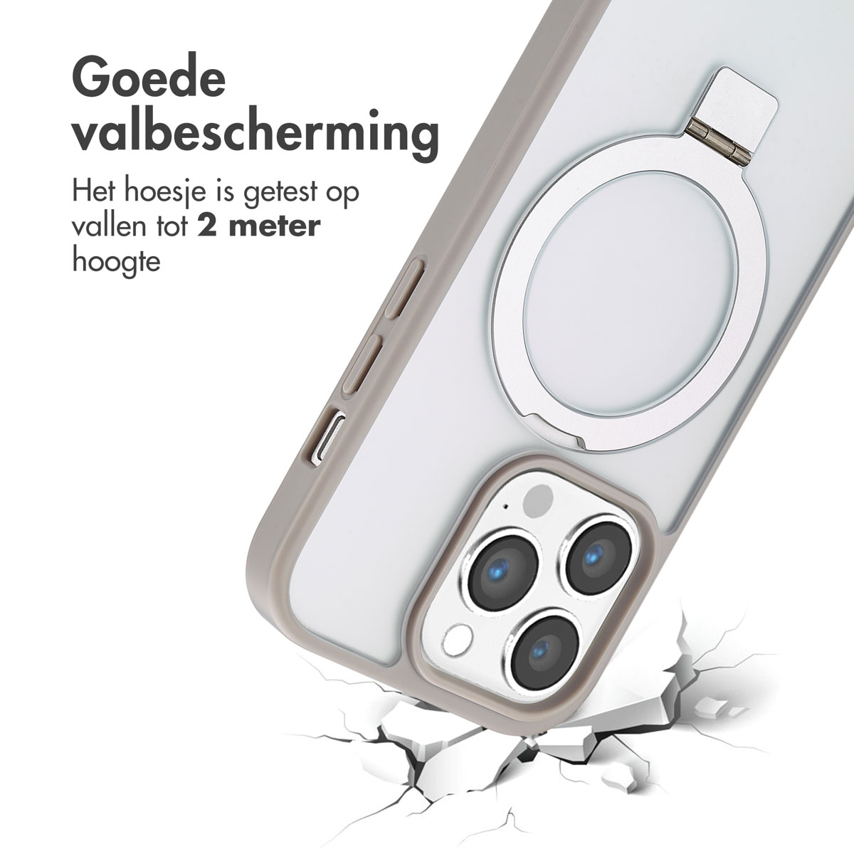 Accezz Ring Stand Backcover met MagSafe Apple iPhone 14 Pro Max - Grijs - Afbeelding 9