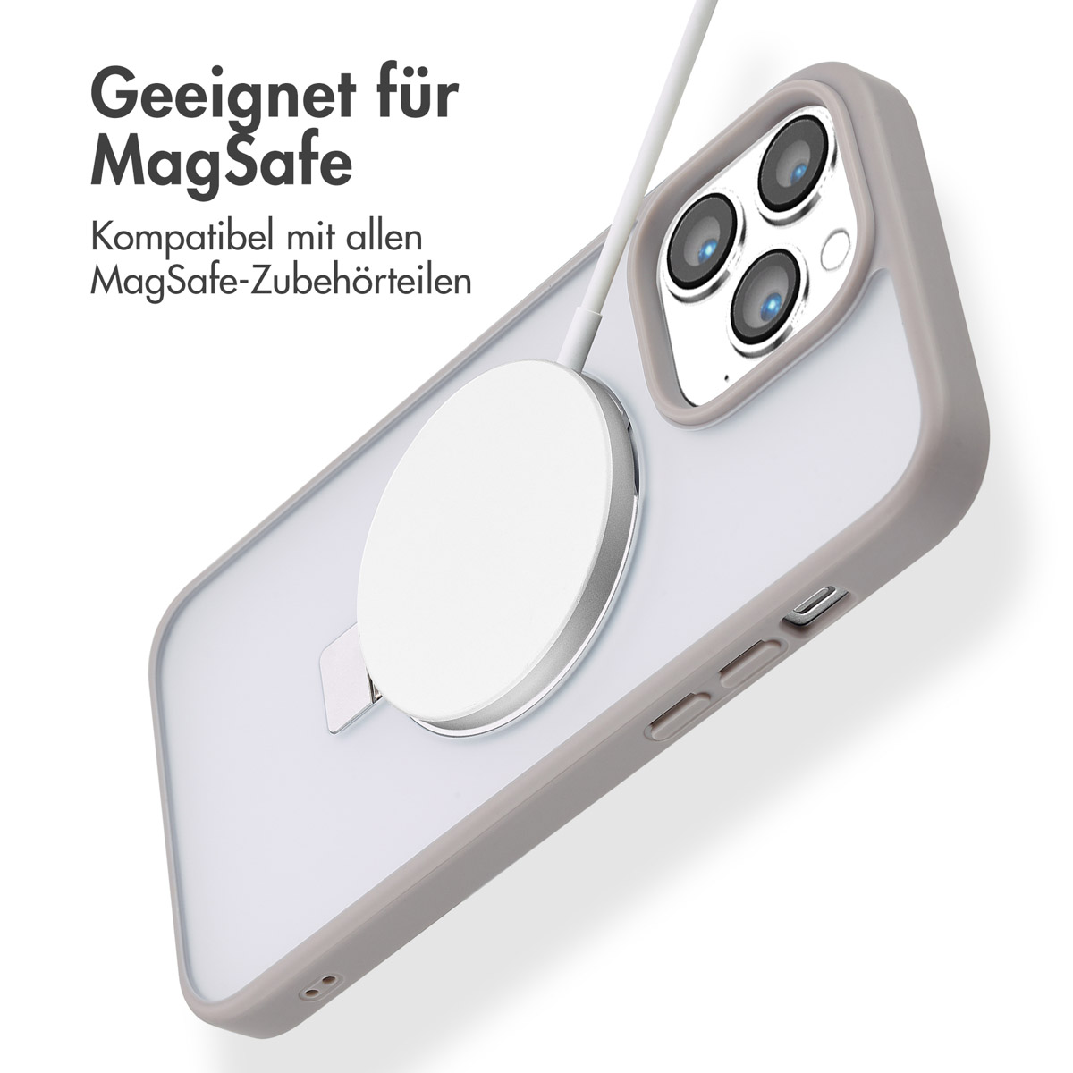 Accezz Ring Stand Backcover met MagSafe Apple iPhone 14 Pro Max - Grijs - Afbeelding 5