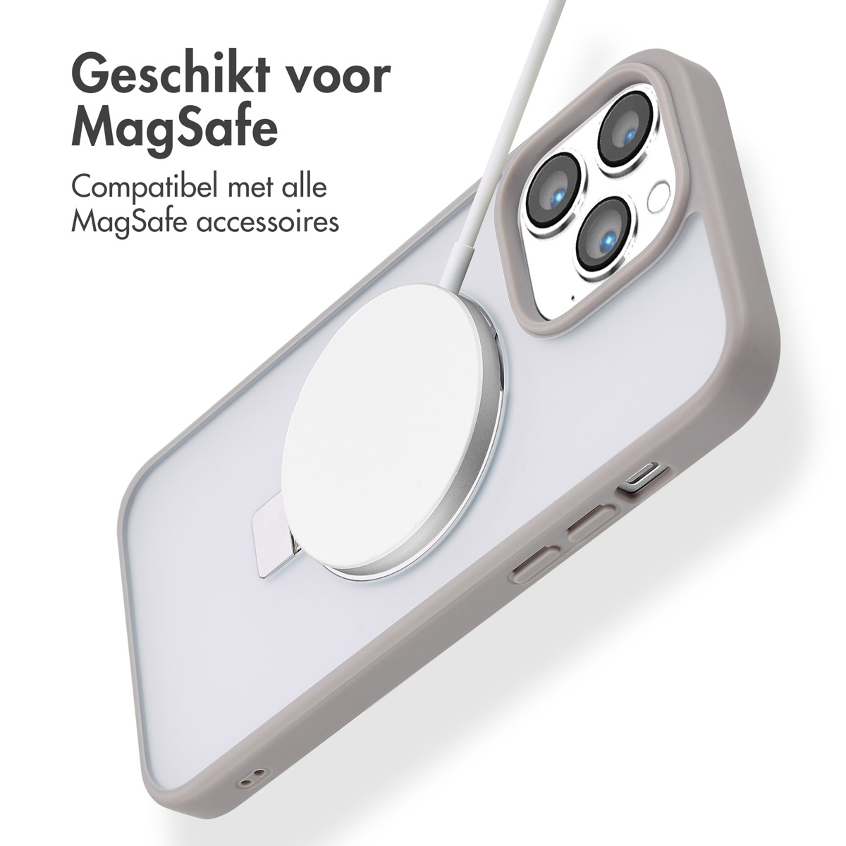 Accezz Ring Stand Backcover met MagSafe Apple iPhone 14 Pro Max - Grijs - Afbeelding 4