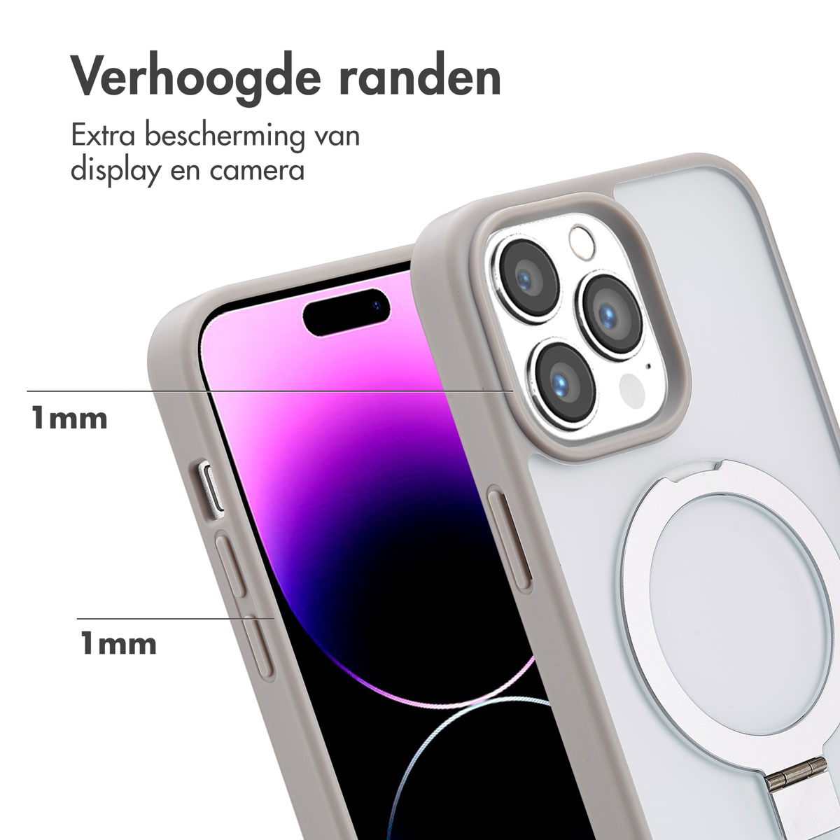 Accezz Ring Stand Backcover met MagSafe Apple iPhone 14 Pro Max - Grijs - Afbeelding 6