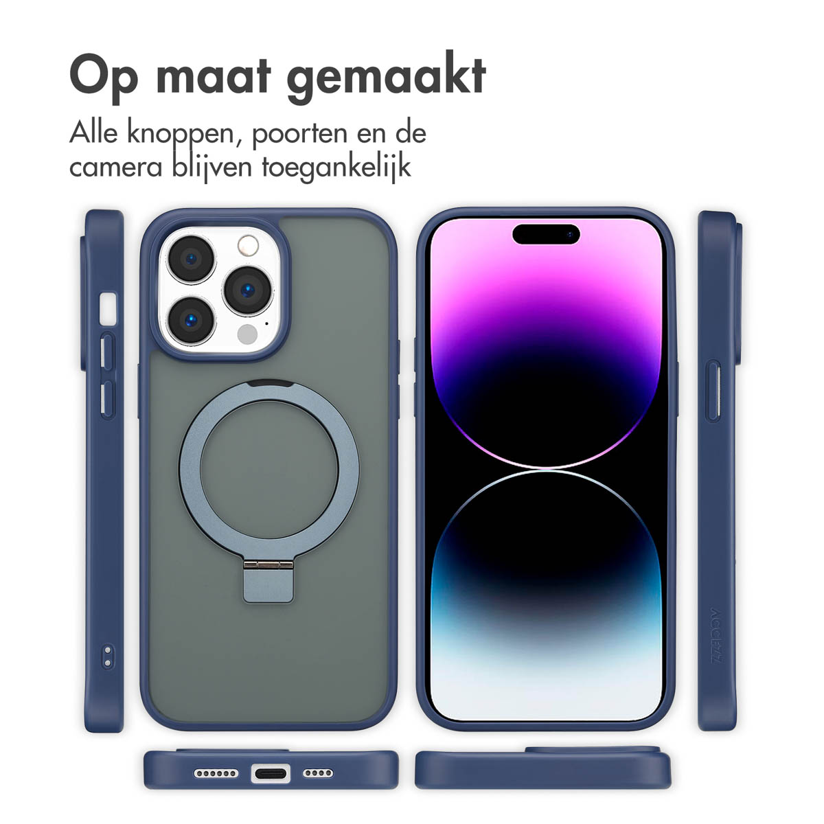 Accezz Ring Stand Backcover met MagSafe Apple iPhone 14 Pro Max - Blauw - Afbeelding 8