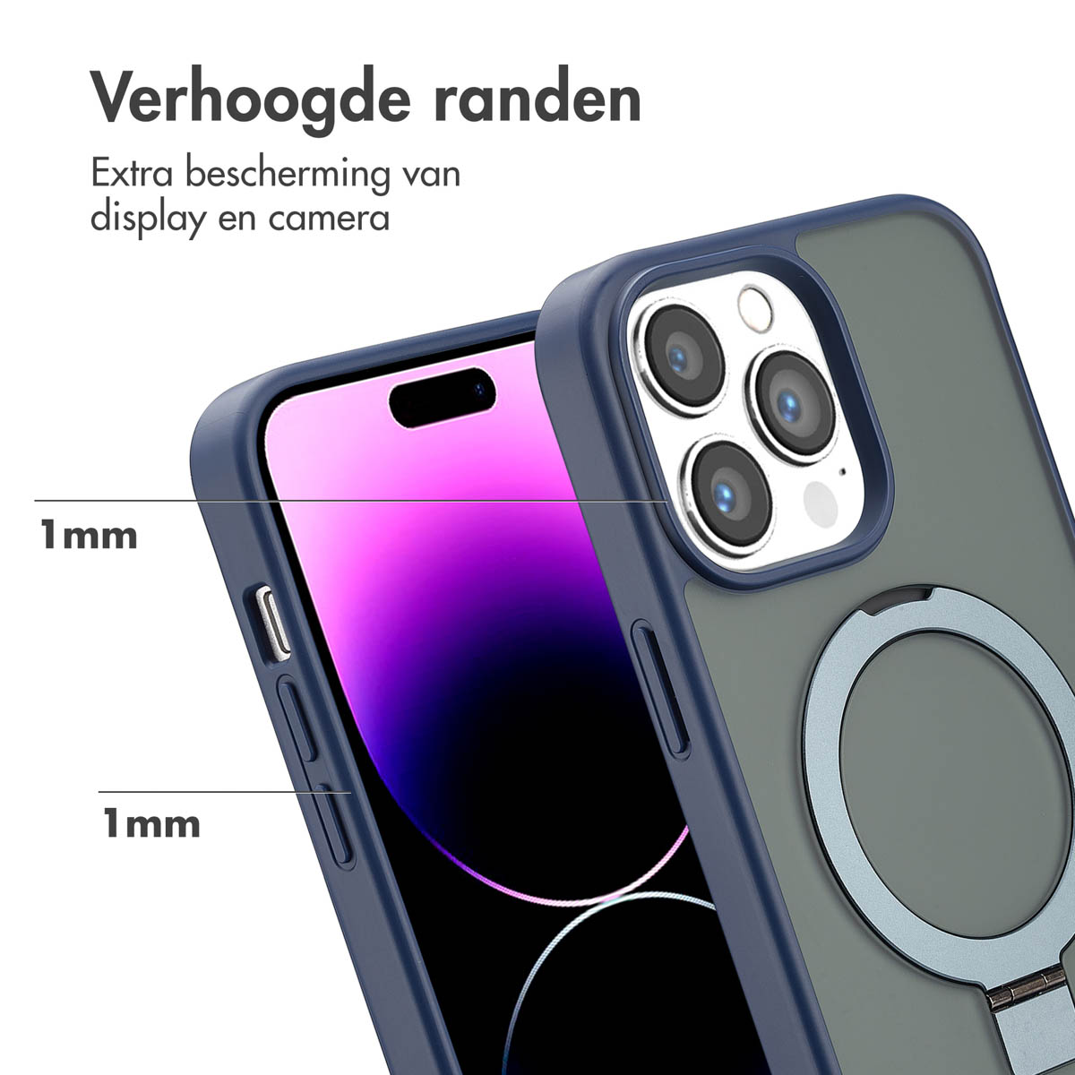 Accezz Ring Stand Backcover met MagSafe Apple iPhone 14 Pro Max - Blauw - Afbeelding 6