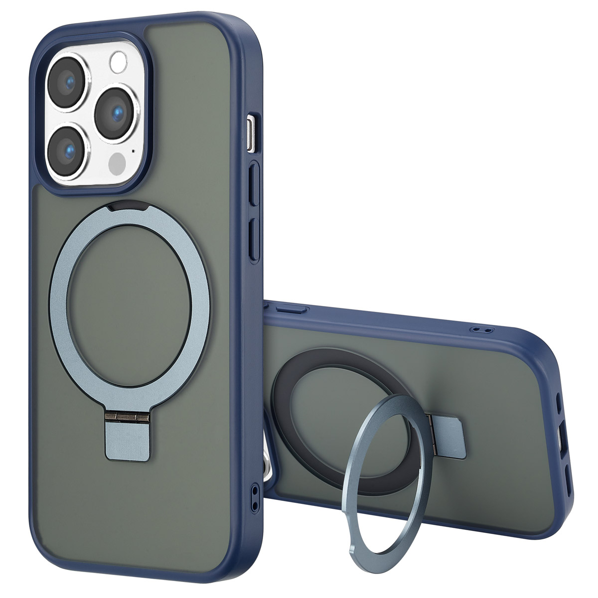 Accezz Ring Stand Backcover met MagSafe Apple iPhone 14 Pro Max - Blauw - Afbeelding 2