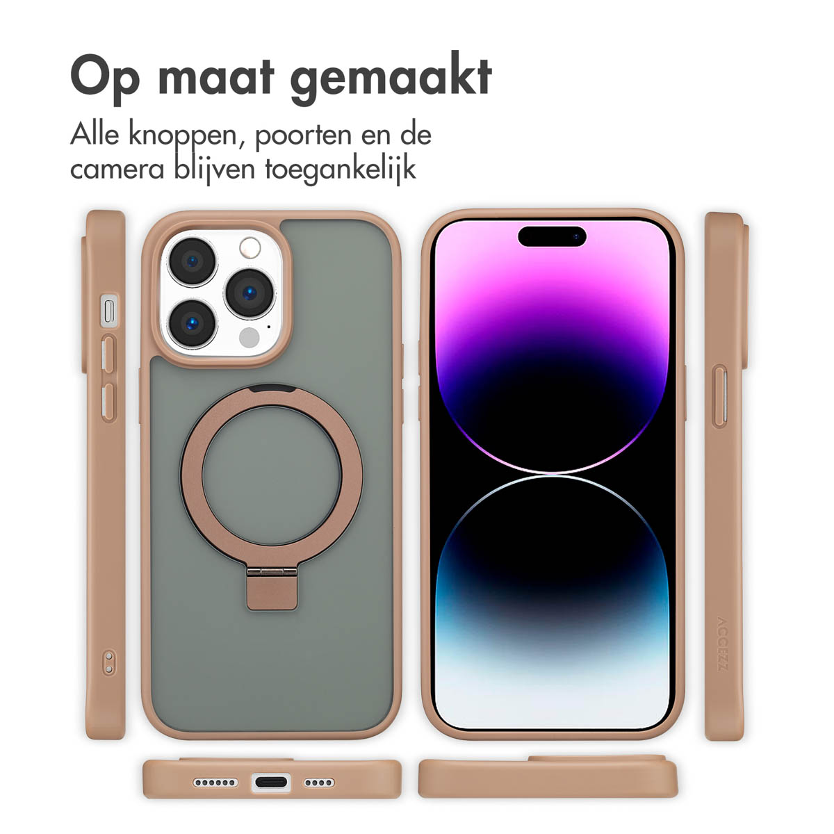 Accezz Ring Stand Backcover met MagSafe Apple iPhone 14 Pro Max - Bruin - Afbeelding 8