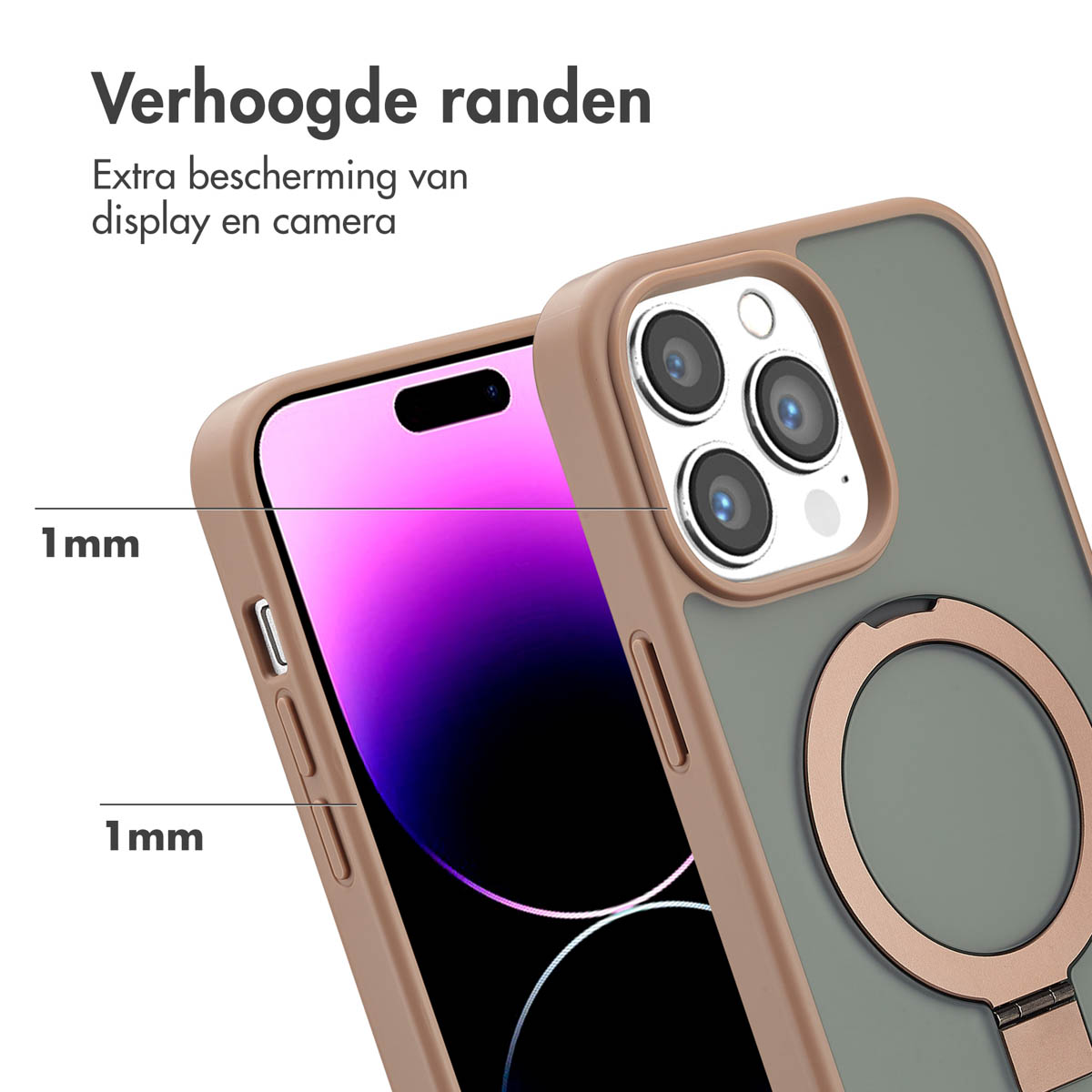 Accezz Ring Stand Backcover met MagSafe Apple iPhone 14 Pro Max - Bruin - Afbeelding 6